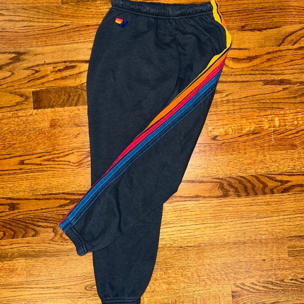 Aviator Nation 5 STRIPE SWEATPANTS - NAVY size women’s XS